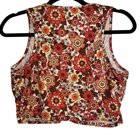 Juniors SHEIN Boho Y2K orange floral cropped camisole size large Rue - Picture 2 of 3